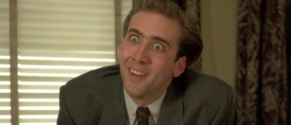 Nicolas Cage looking wide-eyed in Vampire's Kiss