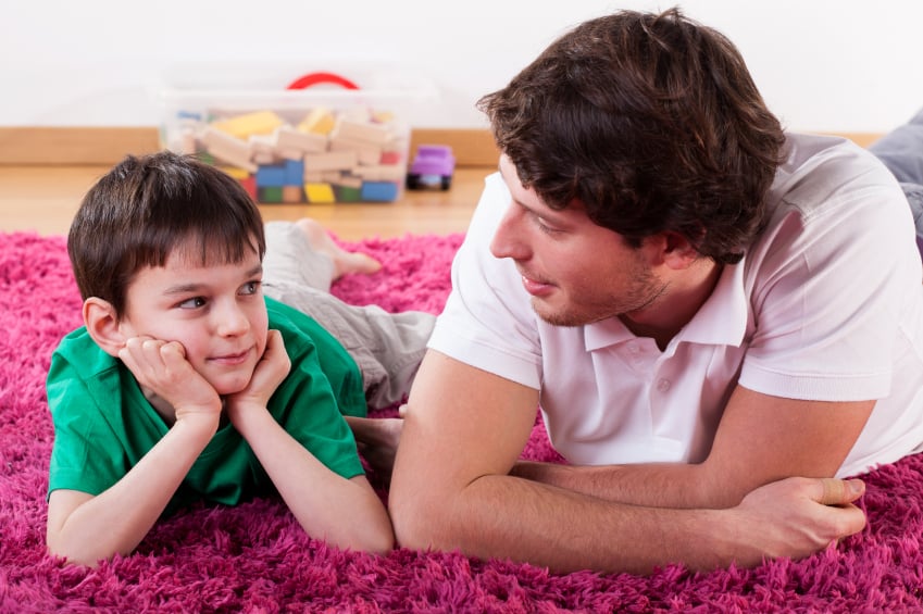 dad and son talking