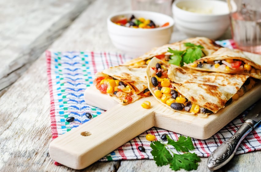 black bean and corn quesadillas