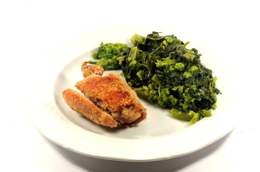 oven-fried chicken with collard greens