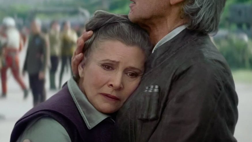 Carrie Fisher and Harrison Ford in 'Star Wars: The Force Awakens'