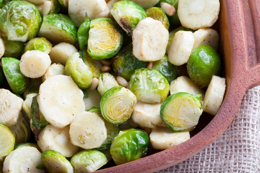 Brussels sprouts and parsnips