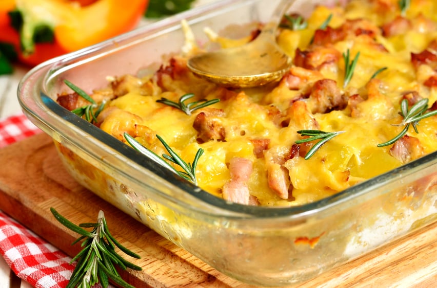 casserole with bacon and cheese