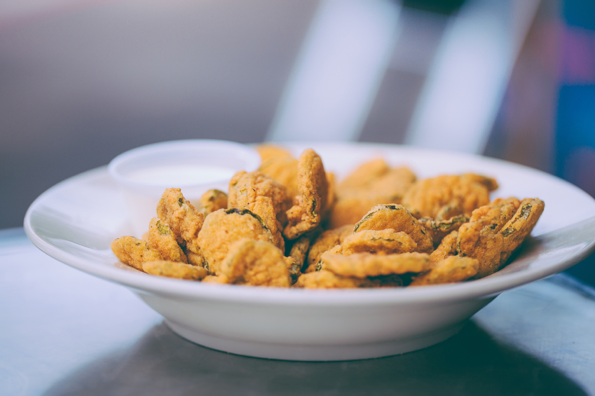 deep fried pickles in a bowl