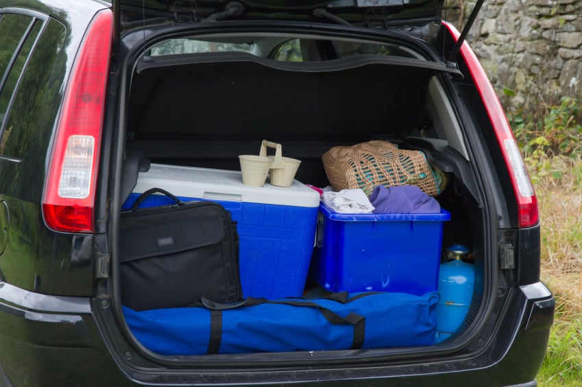 car trunk with cooler