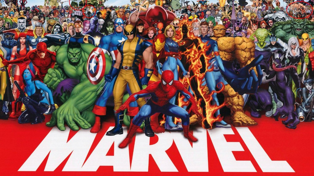 The heroes of the Marvel Universe, all together in a single drawing