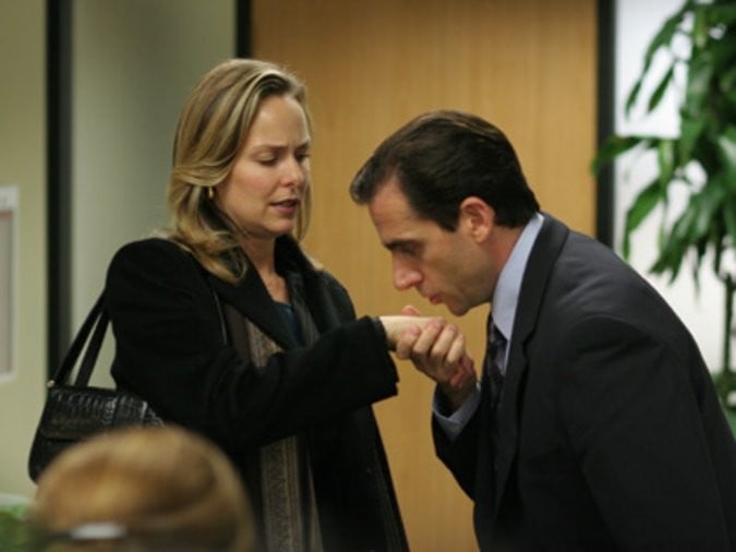 Michael Scott kisses his boss' hand