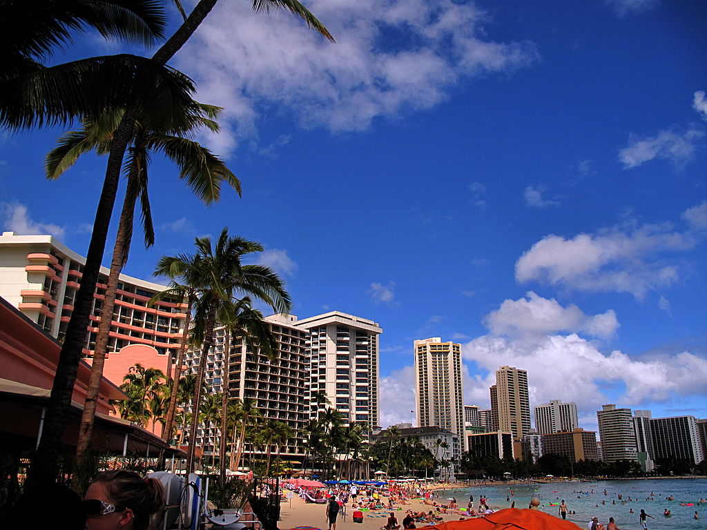 A view of Waikiki beach in Honolulu, Hawaii