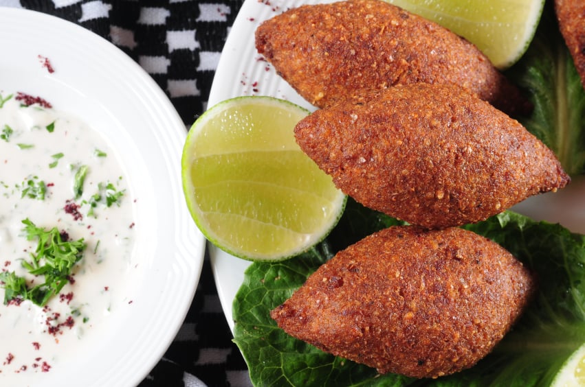 dish of Kibbeh with sauce