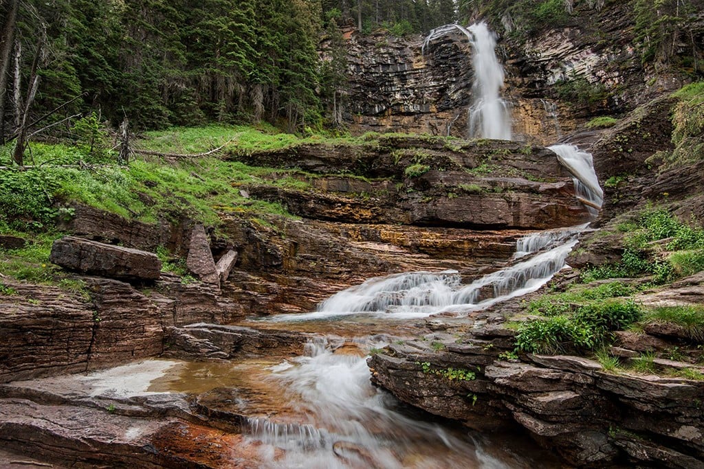 Waterfall at Glacier National Park in Montana