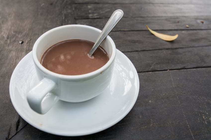 white mug filled with hot chocolate