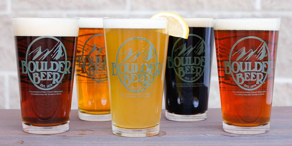 pint glasses filled with beer from Boulder Beer Company