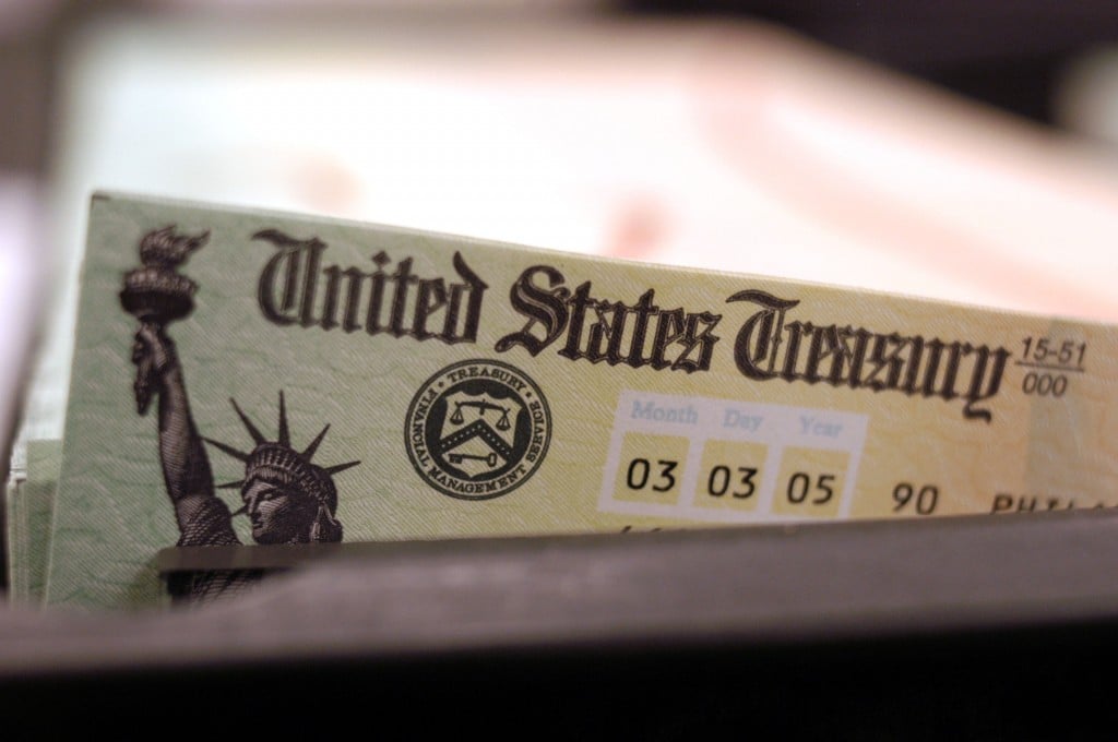 tax refund check from U.S. Treasury