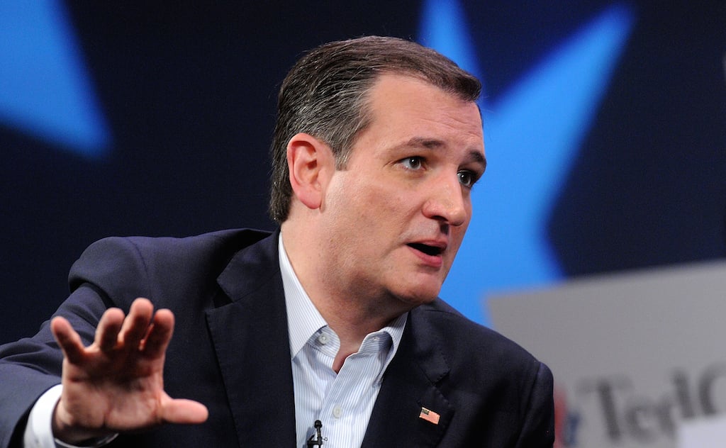 ORLANDO, FL - MARCH 11: Republican presidential candidate Sen. Ted Cruz (R-TX) speaks in a discussion with political commentator Sean Hannity during a campaign rally at Faith Assembly of God Church on March 11, 2016 in Orlando, Florida. The candidates continue to campaign before the March 15th Florida primary. (Photo by Gerardo Mora/Getty Images)