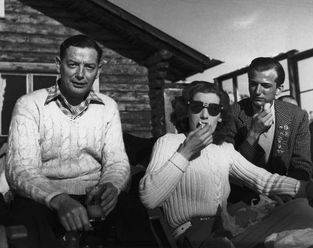 J.U.B Jamckim, Sheila Blackburn and Claus Von Bulow at St Moritz, December 1946. (Photo by Keystone/Hulton Archive/Getty Images)
