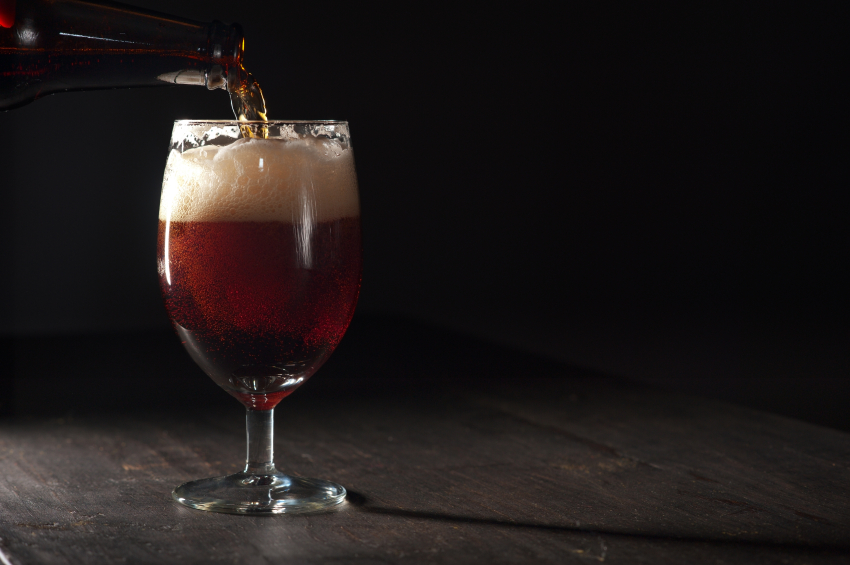 beer poured into a goblet