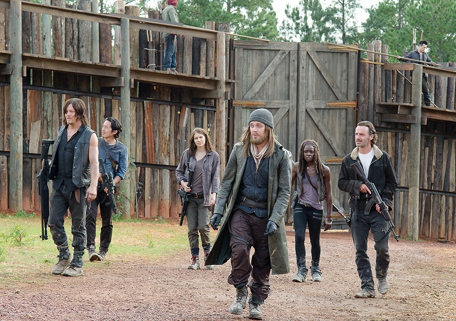 Daryl, Glenn, Maggie, Jesus, Michonne and Rick in a scene from <em>The Walking Dead</em>'s sixth season
