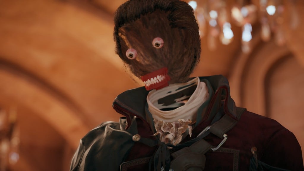 A glitch in Assassin's Creed Unity removes a character's face