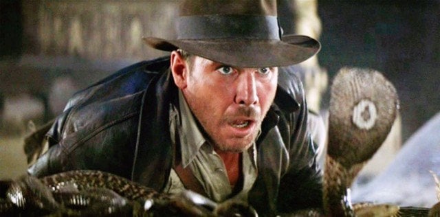 Indy (Harrison Ford) faces off with his nemesis - a snake - in a scene from 'Indiana Jones and the Raiders of the Lost Ark'