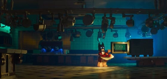 Batman (Will Arnett) heats up his dinner.