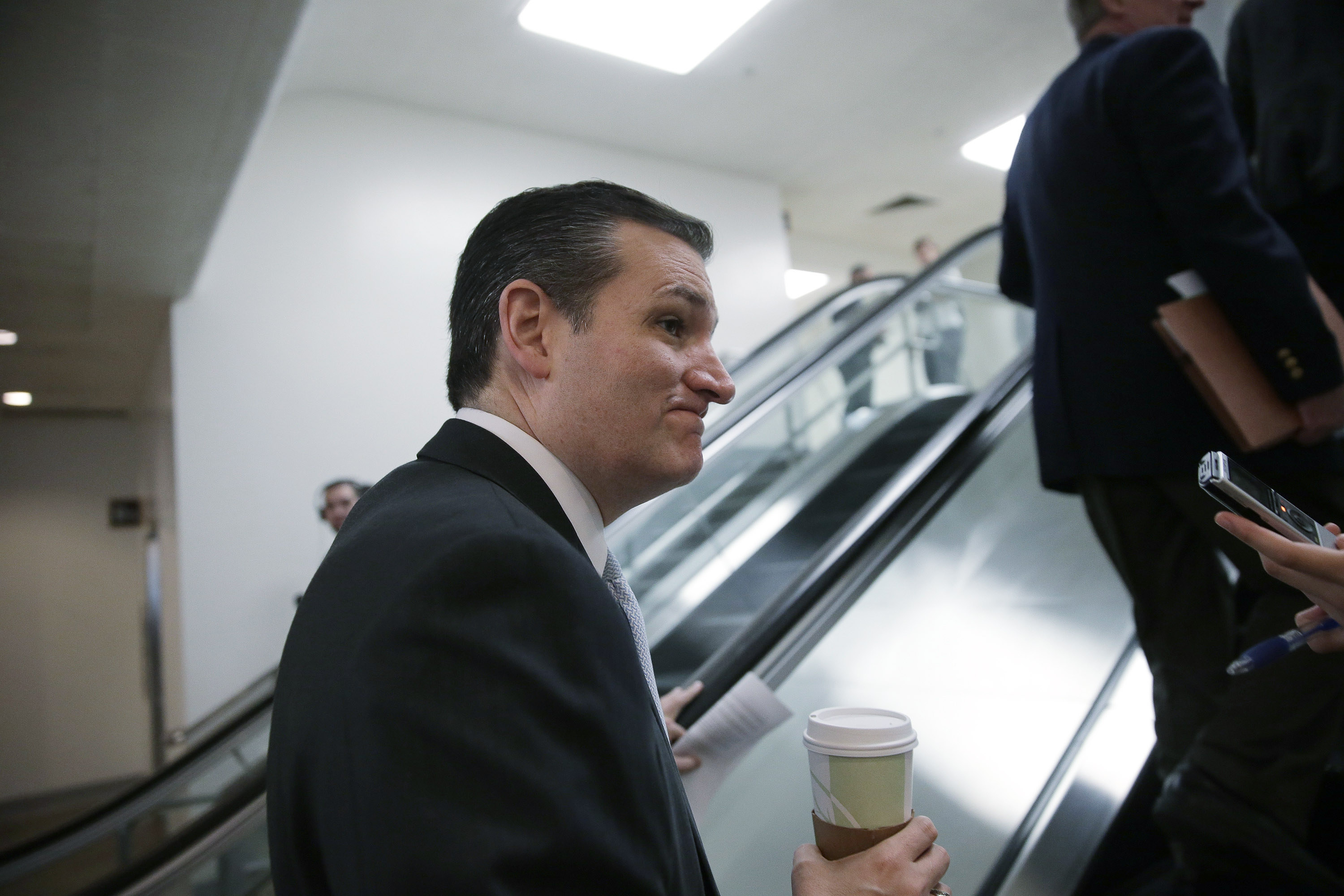 Ted Cruz with a cup of coffee