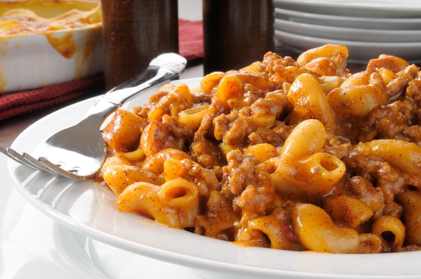mexican skillet pasta on white plate