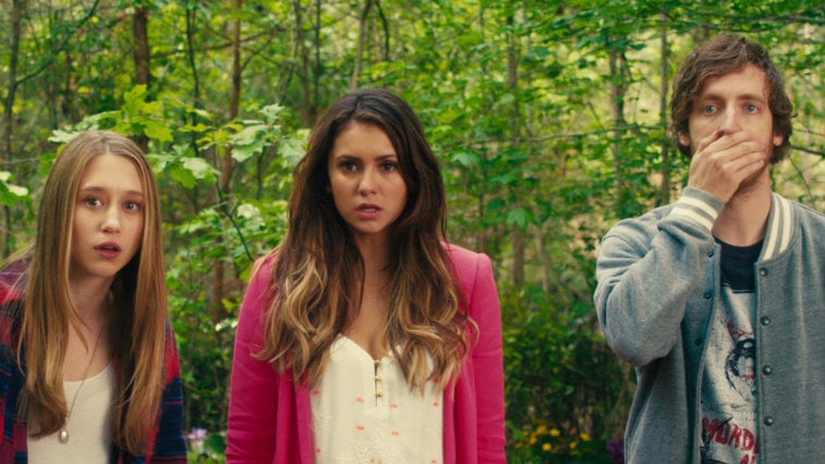 Taissa Farmiga, Nina Dobrev and Thomas Middleditch in The Final Girls