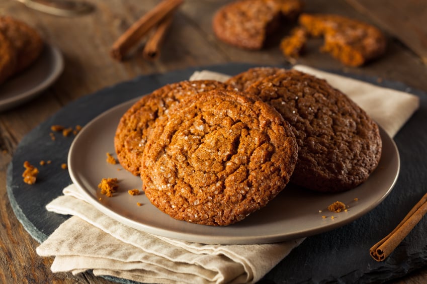 Homemade Gingersnap Cookies in a white plate