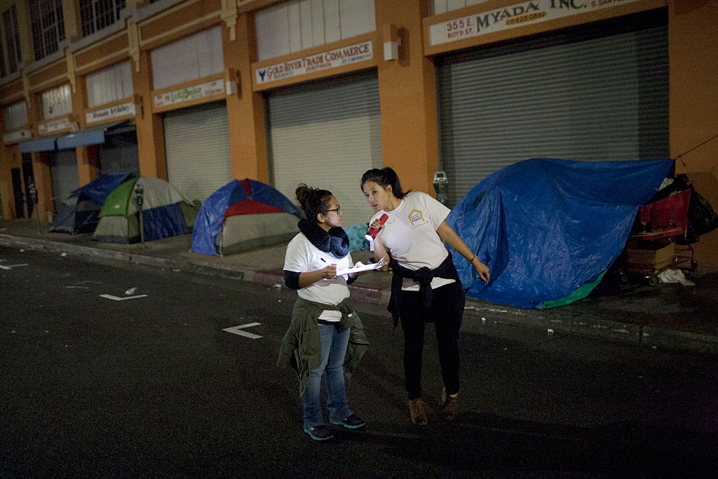 two women counting homeless people in los angeles