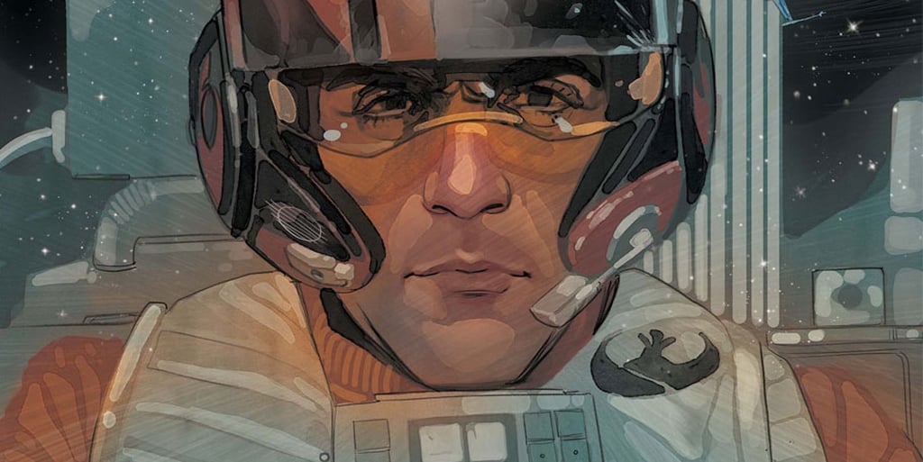 Poe Dameron Comic Book cover art showing Poe in his flight gear