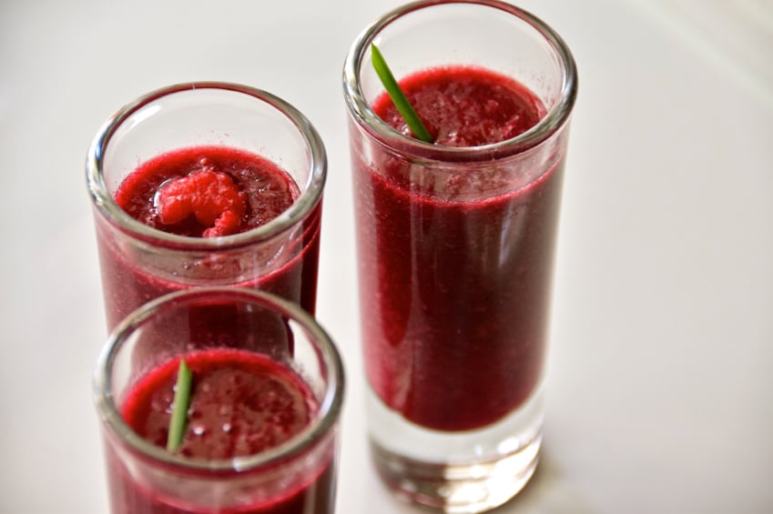 3 glasses of strawberry smoothies