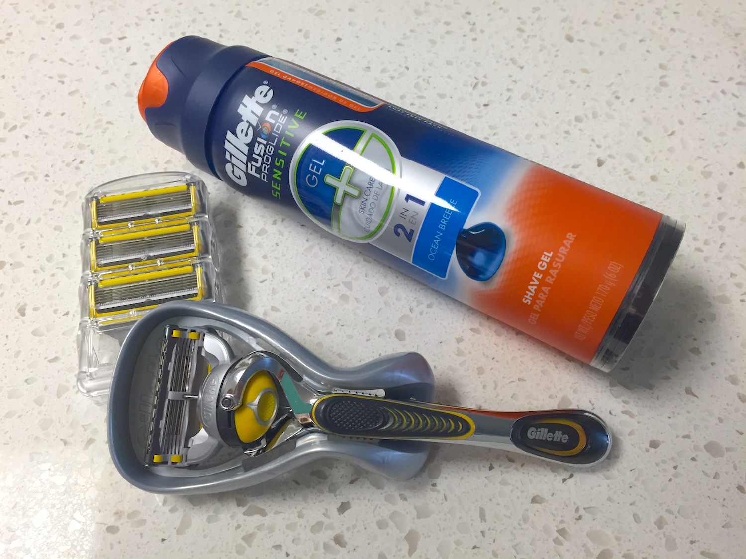Razor with shaving cream and replacement blades
