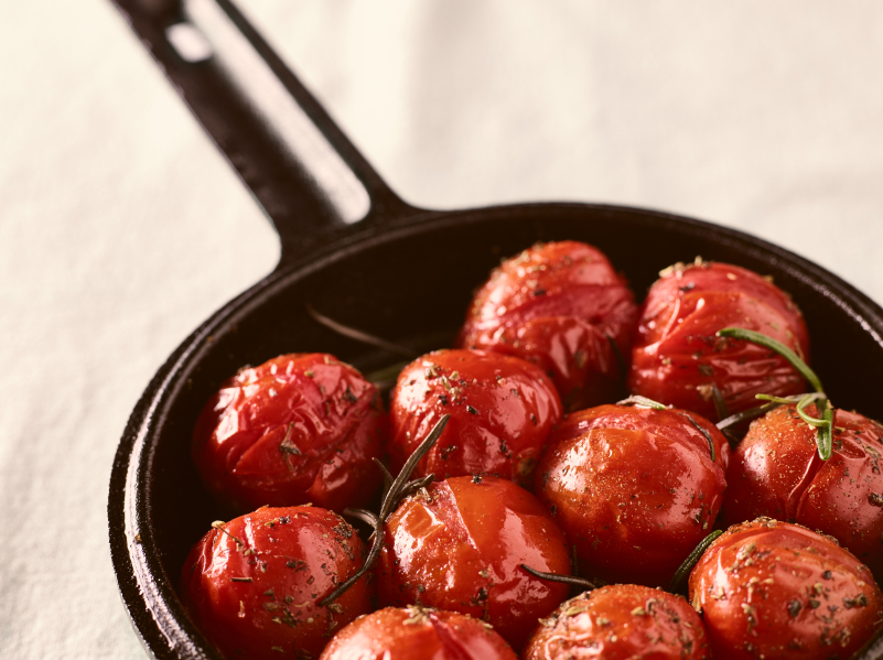 Close up of grilled cherry tomatoes