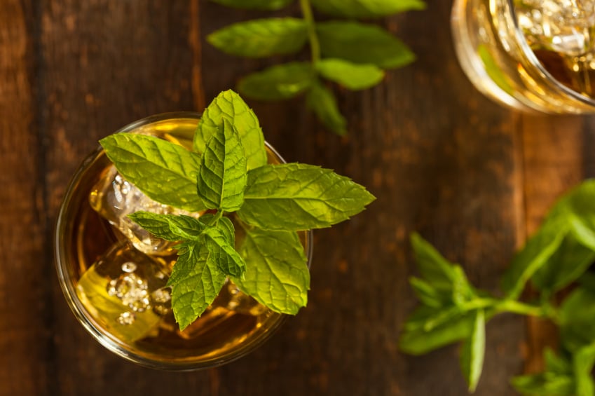 Gourmet Mint Julep on a wooden background