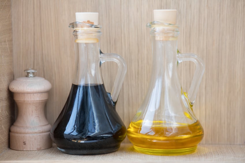 Oil and vinegar in bottles
