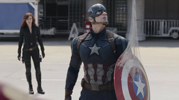 Scarlett Johansson and Chris Evans in Captain America Civil War