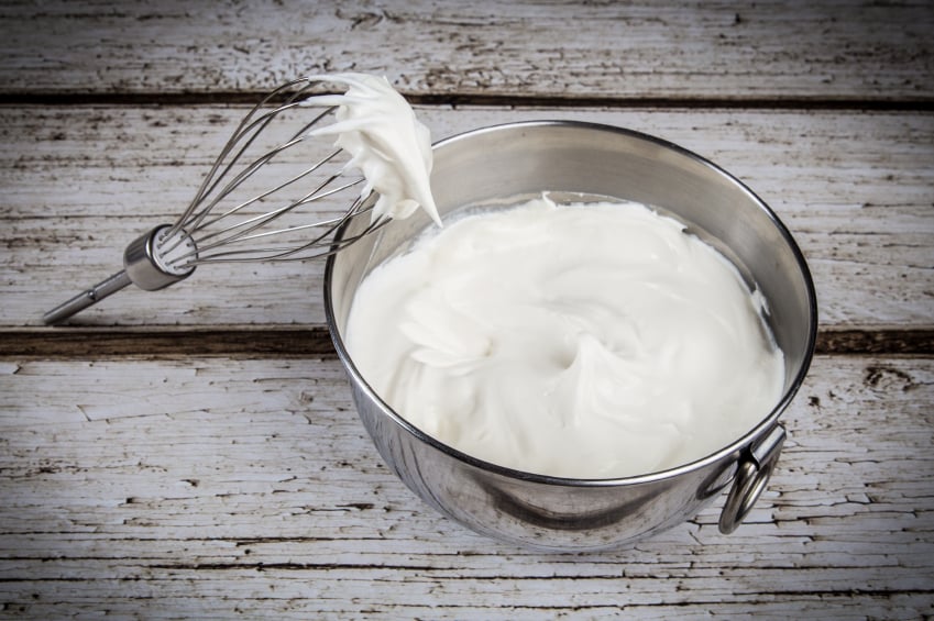 Whipped cream in a bowl