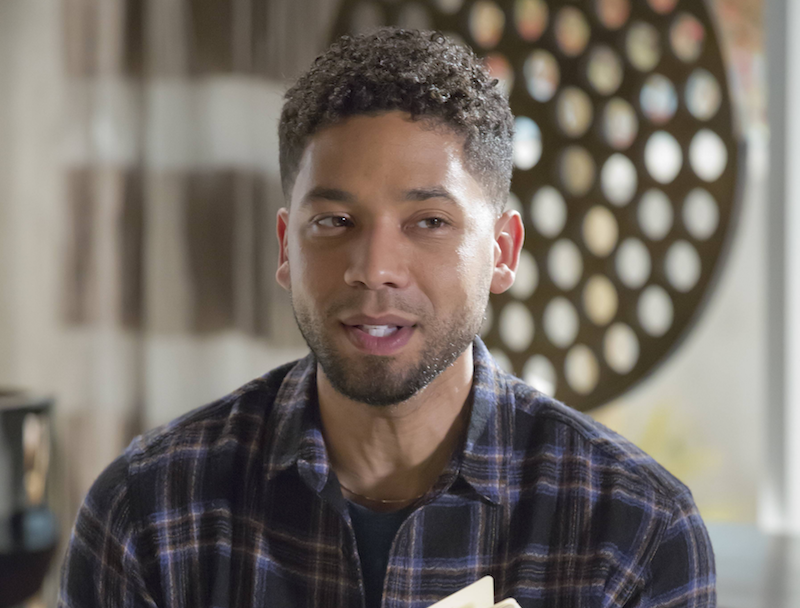 Jussie Smollet's Jamal sits in a plaided shirt on Empire
