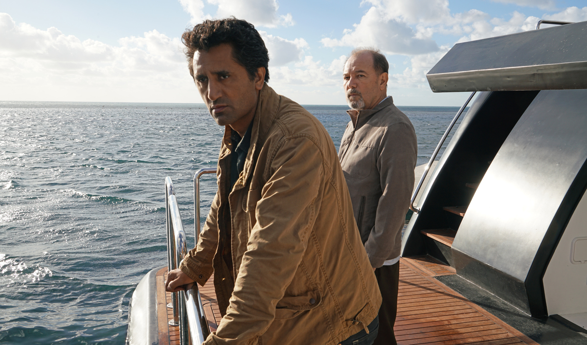 Travis (Cliff Curtis) and Daniel (Ruben Blades) on Strand's boat in a scene from the second season of AMC's 'Fear the Walking Dead'