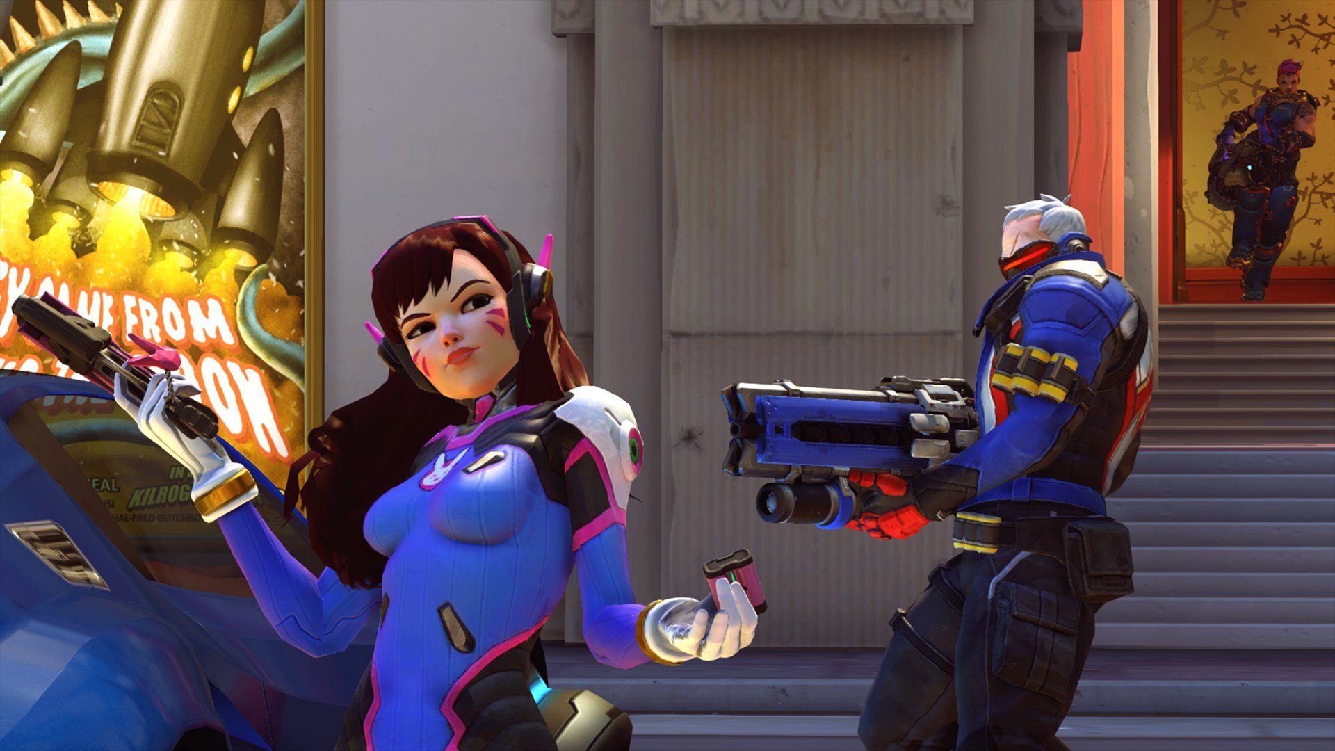 Soldier 76 aiming at D.Va in Overwatch