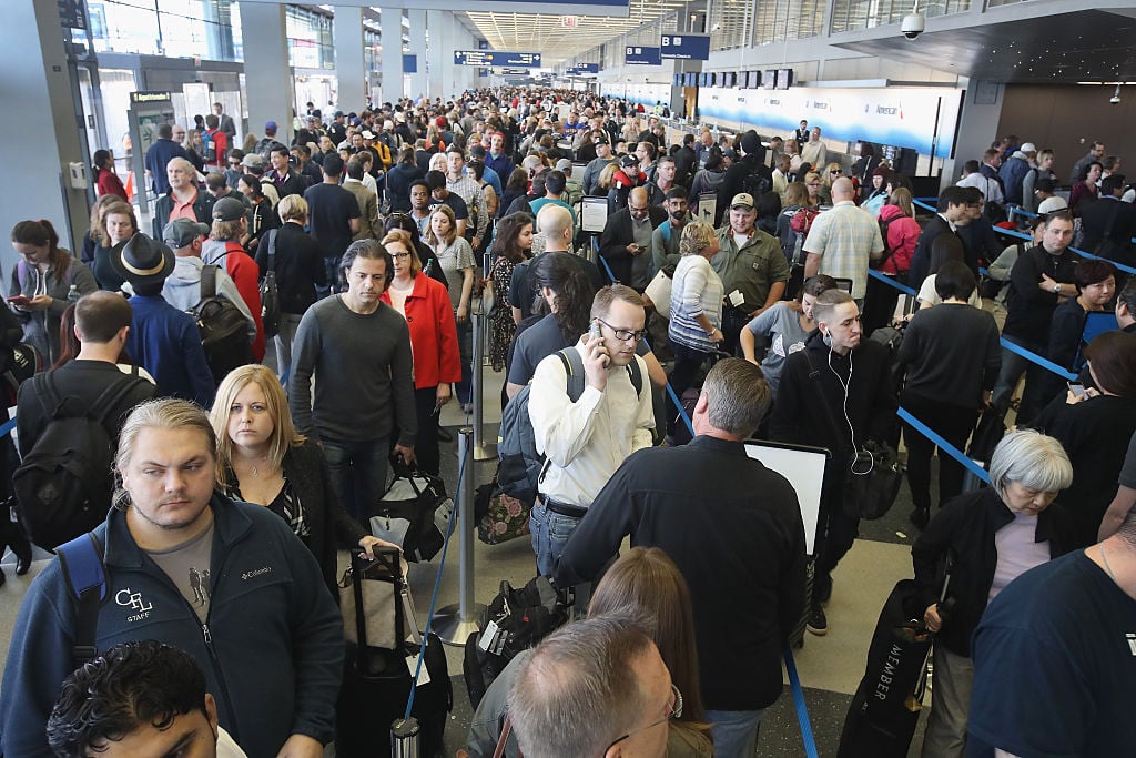 TSA security line at O'Hare