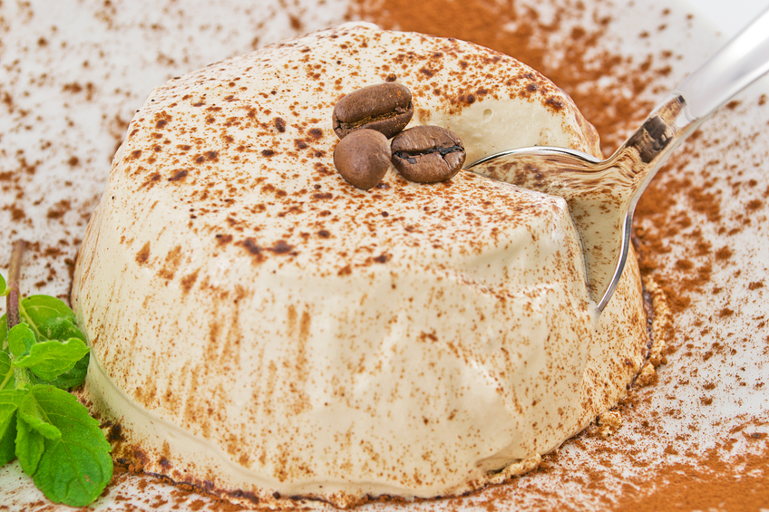 Coffee semifreddo with spoon
