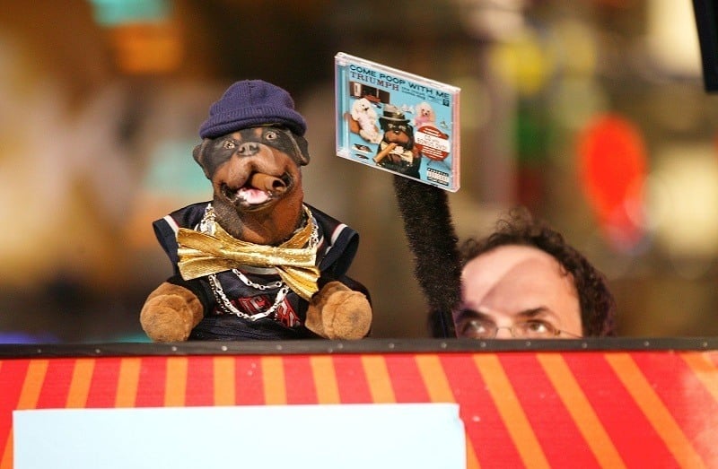 Triumph the Insult Comic Dog appears on stage with Robert Smigel