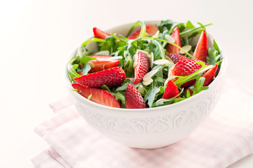 green salad with strawberries