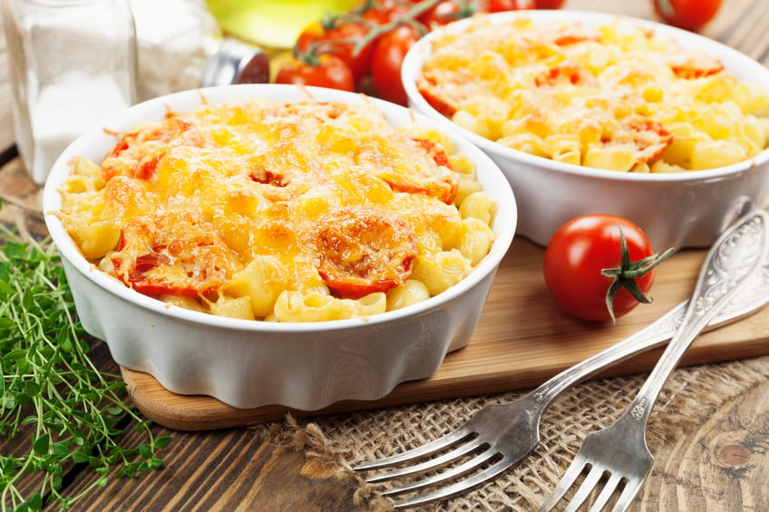 baked pasta in bowls
