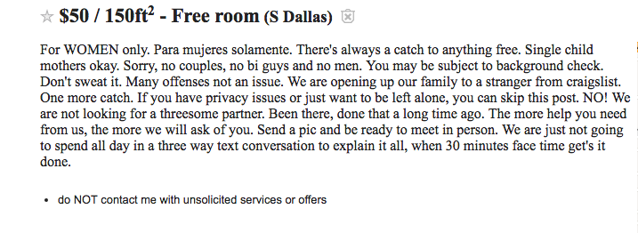 Craigslist Dallas The 9 Strangest Roommate Ads You Ll Find