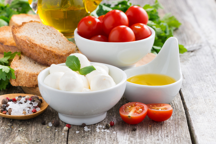 mozzarella and ingredients for salad