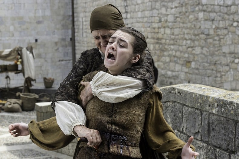 Arya being stabbed in a scene from Season 6 of HBO's 'Game of Thrones'