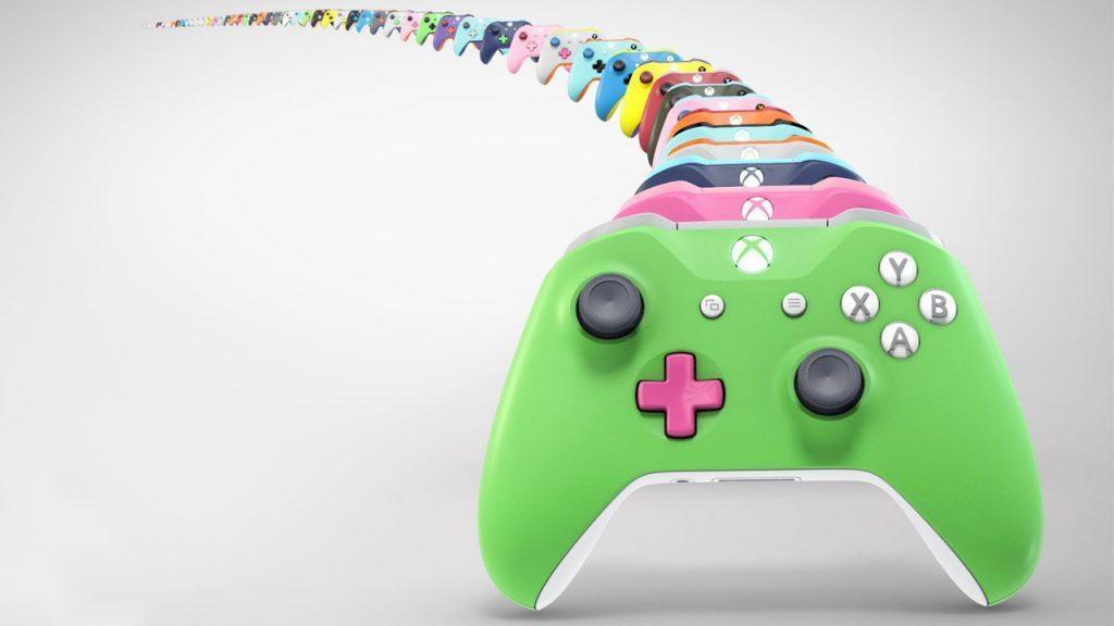 Colorful design-your-own Xbox One controllers.