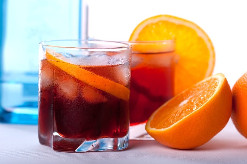 Negroni cocktail with orange